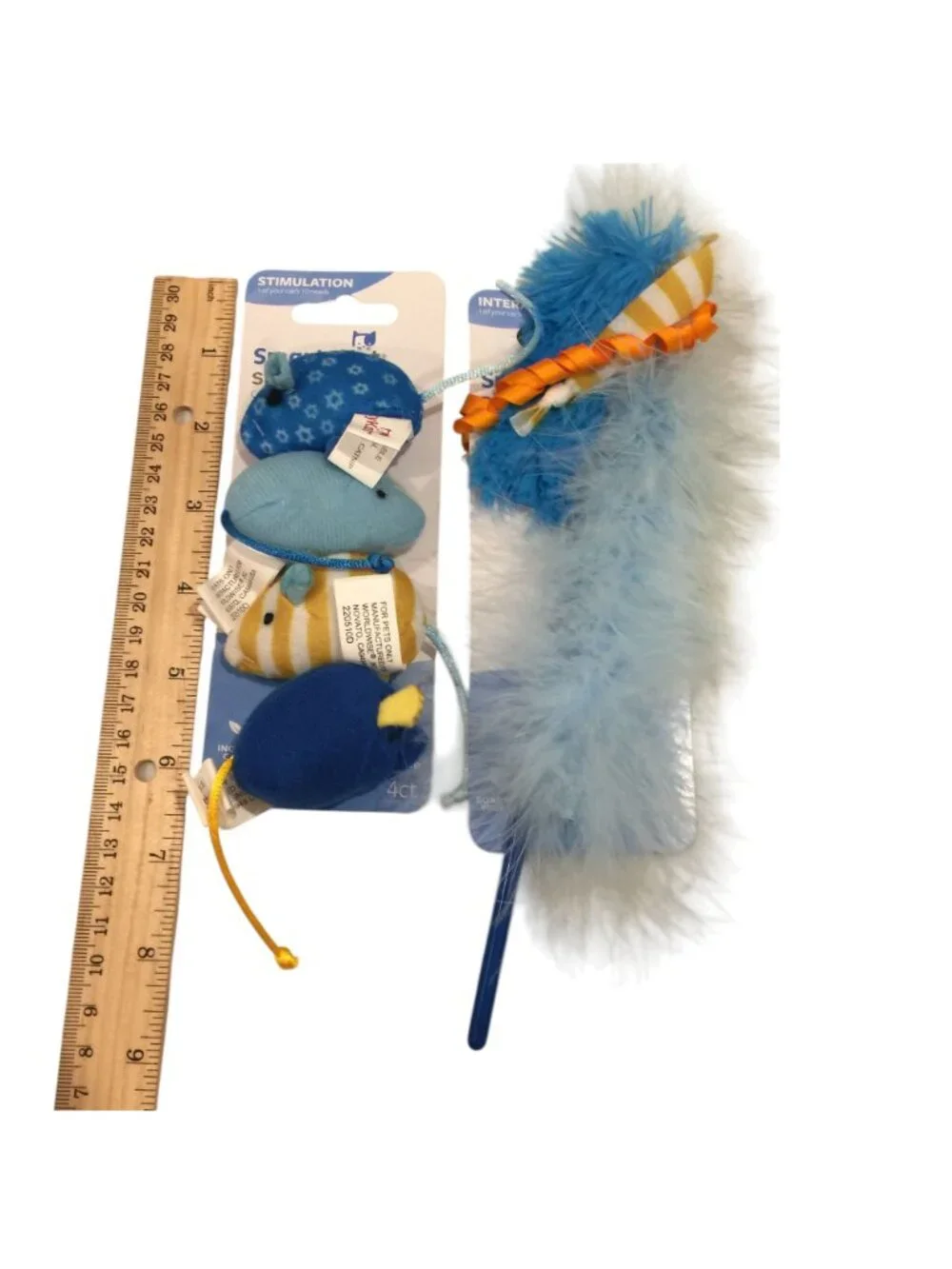 SMARTYKAT Skitter Mice Play Wand Blue Gold Set of 2 Cat Toys